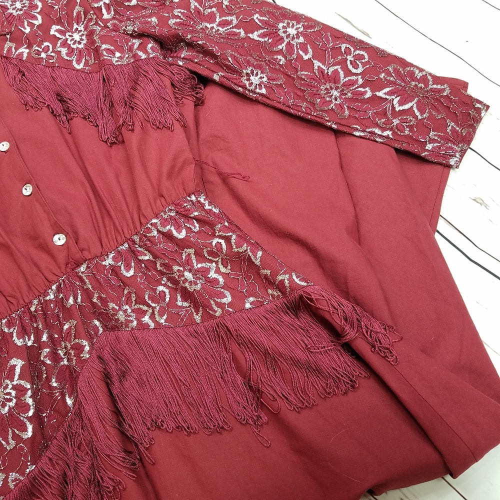 SOLD Vintage Cowgirl Western Fringe Lace Dress - Picture 6 of 6